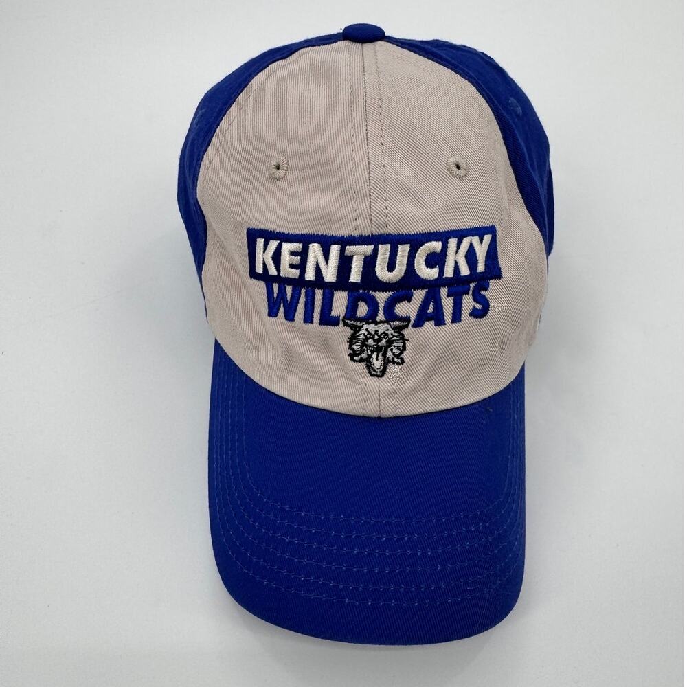 Kentucky Wildcats Captivating Strapback Hat Blue Tan Embroidered NCAA Cotton